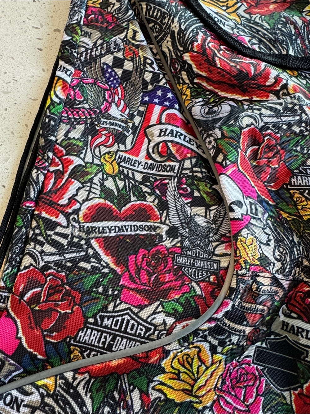 Harley-Davidson Black Floral Drawstring Backpack, New! - Picture 2 of 6